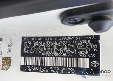 2009 Scion Tc z USA, uszkodzony, nr VIN JTKDE167590285233